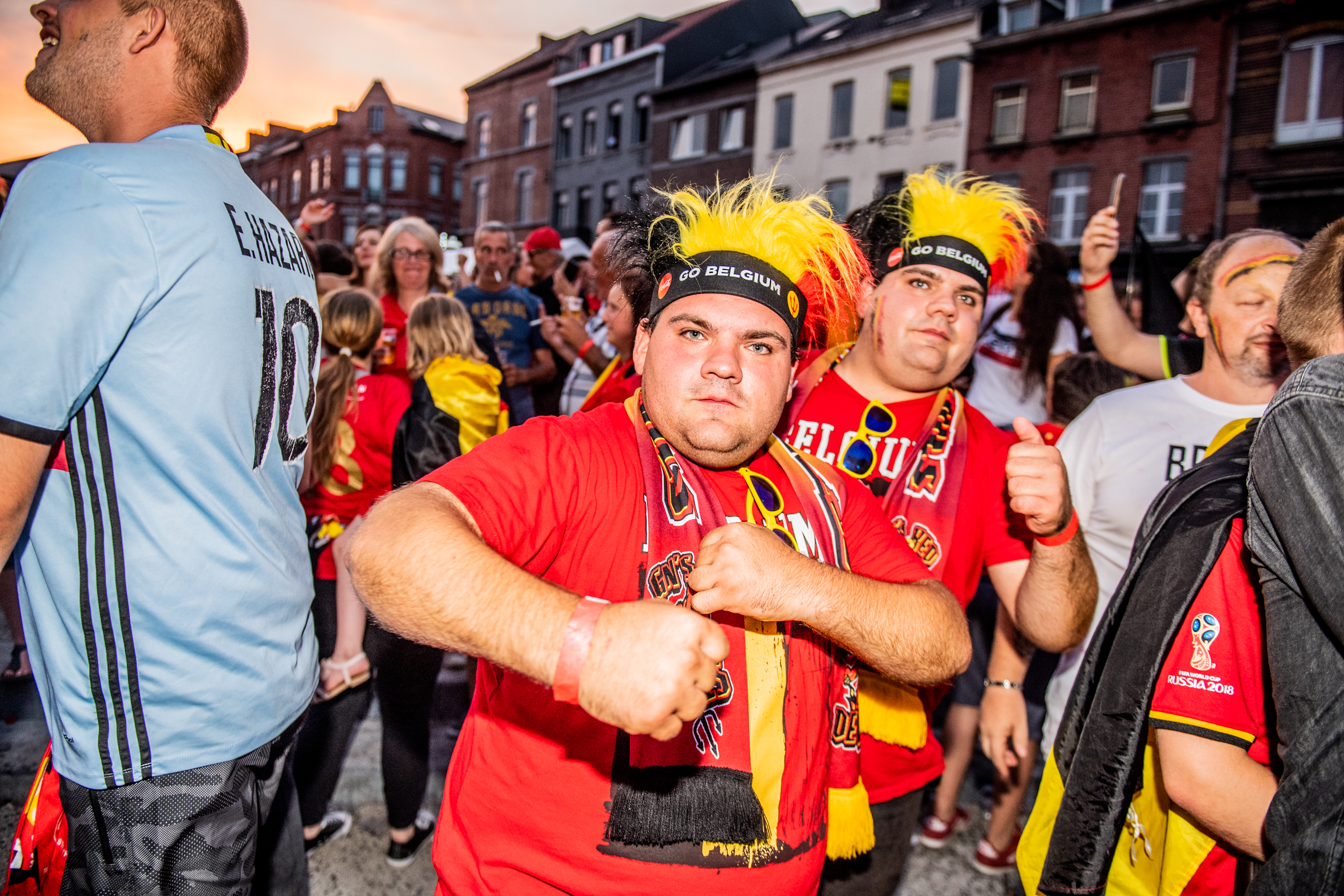CHARLEROI, Coupe Du Monde Bresilie Belgique Quart De Finale Ambiance Supporters Charleroi.GOLINVAUX MATHIEU./LESOIR